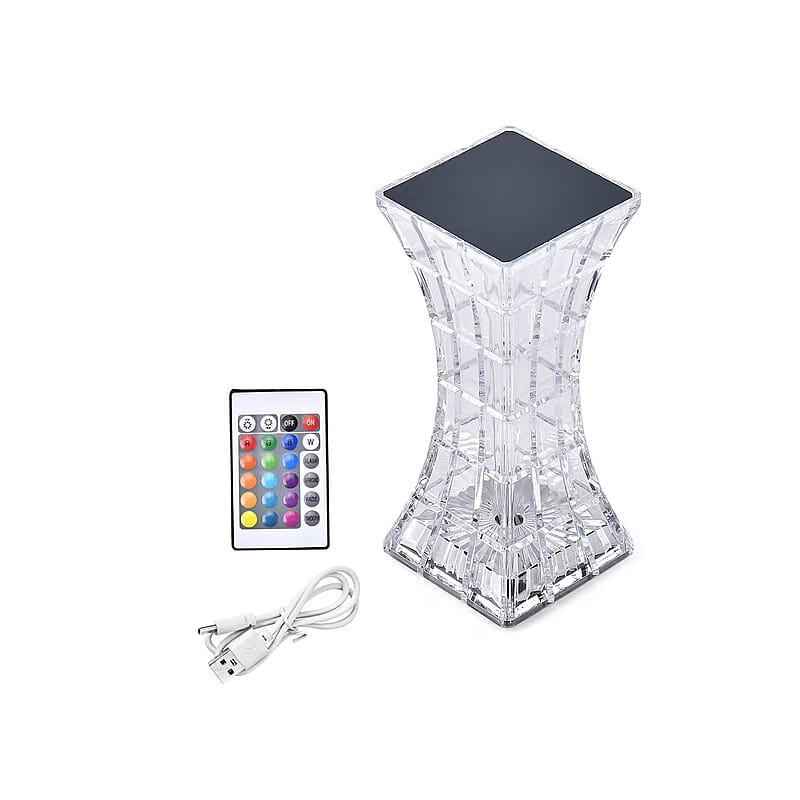 Rechargeable 3D Visual Pattern Crystal Table Lamp with Touch and Remote Control - Multi-Color Changing Light