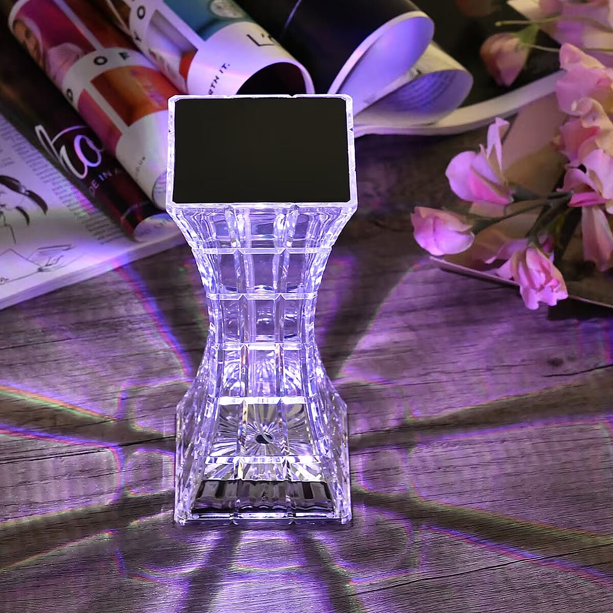 Rechargeable 3D Visual Pattern Crystal Table Lamp with Touch and Remote Control - Multi-Color Changing Light image number 1