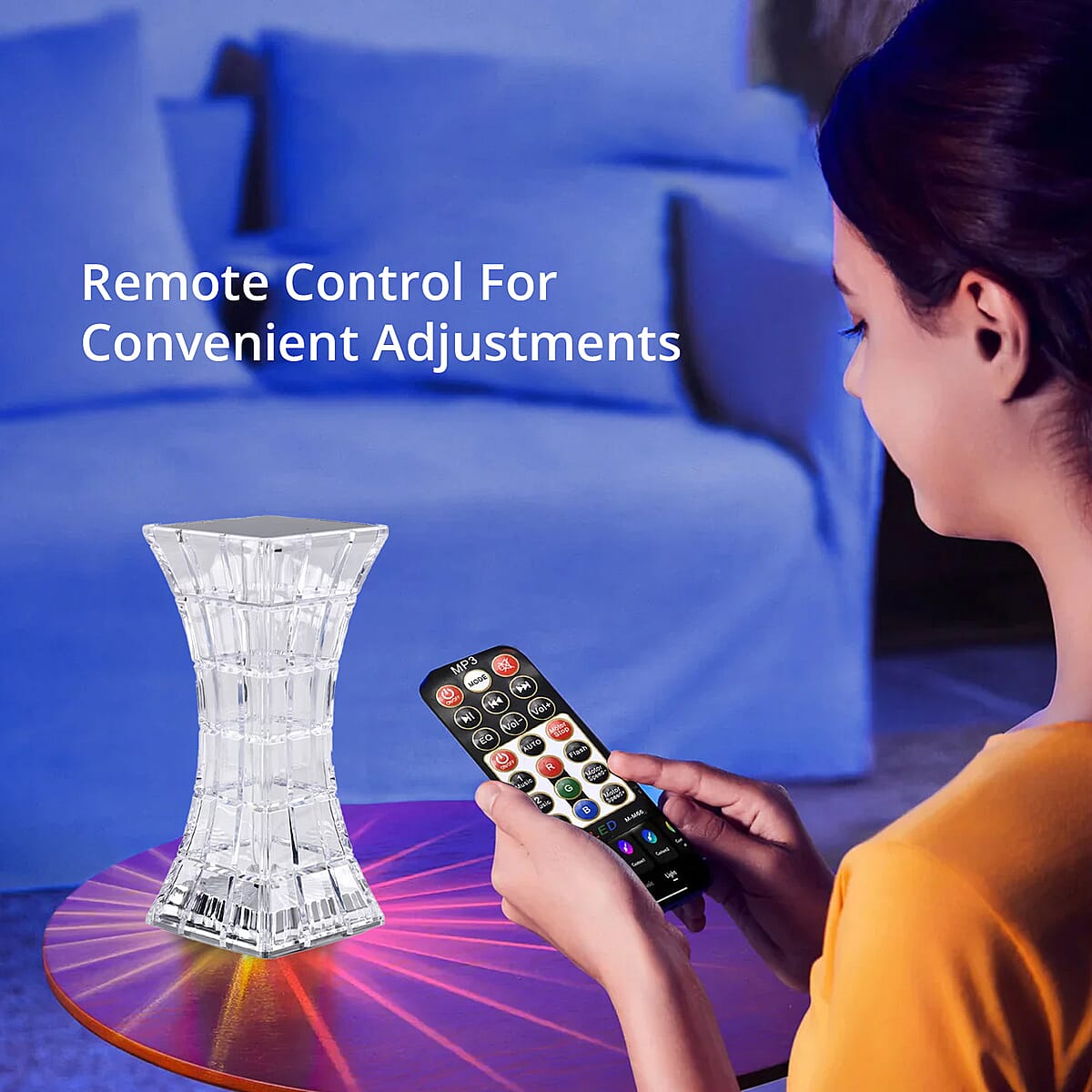 Rechargeable 3D Visual Pattern Crystal Table Lamp with Touch and Remote Control - Multi-Color Changing Light image number 4