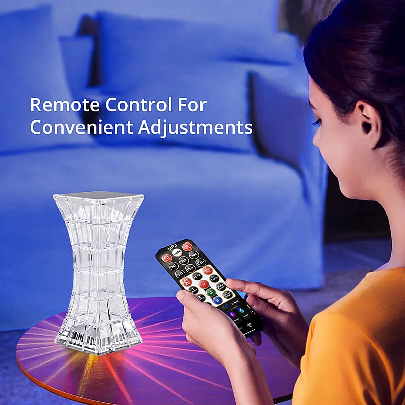 Rechargeable 3D Visual Pattern Crystal Table Lamp with Touch and Remote Control - Multi-Color Changing Light