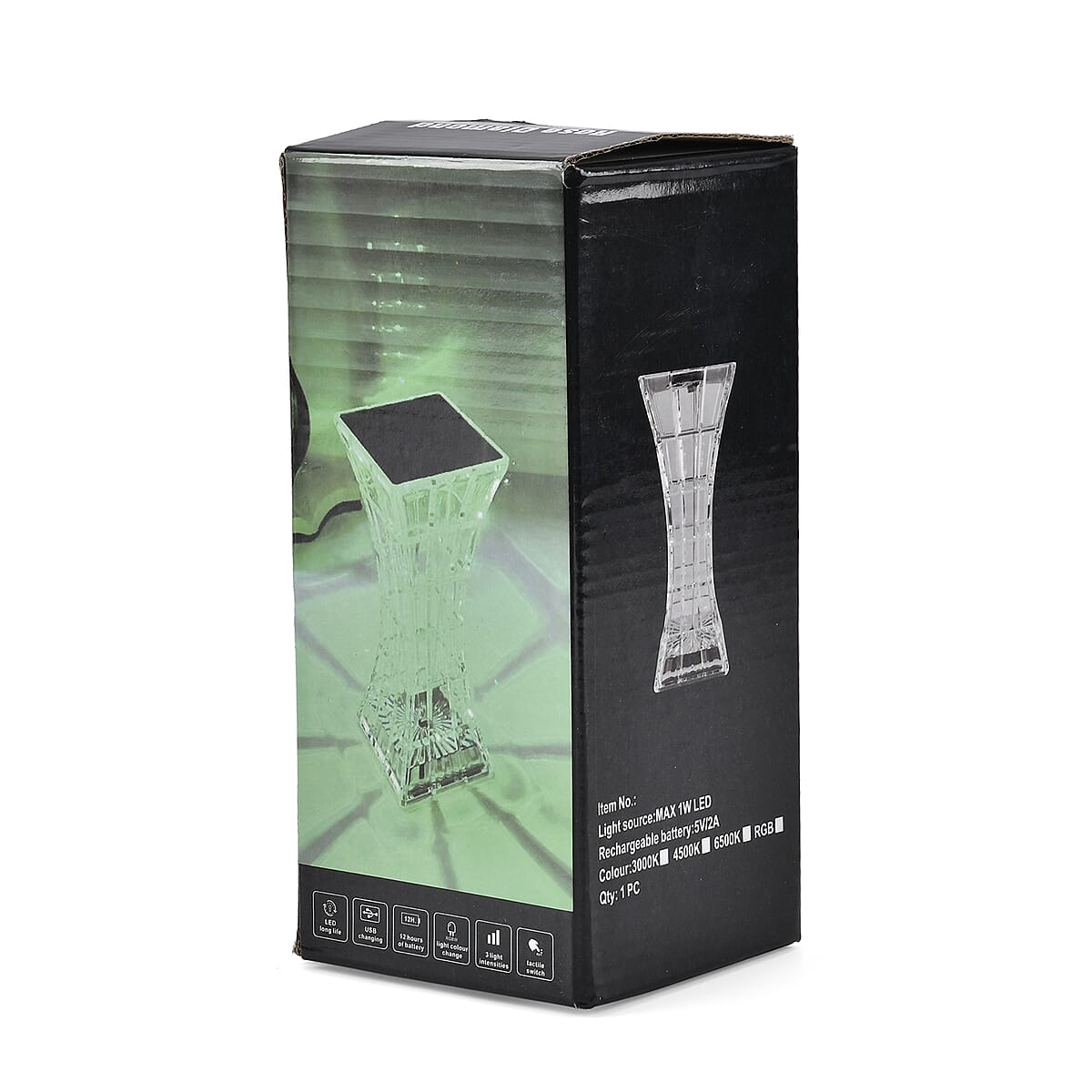 Rechargeable 3D Visual Pattern Crystal Table Lamp with Touch and Remote Control - Multi-Color Changing Light image number 9