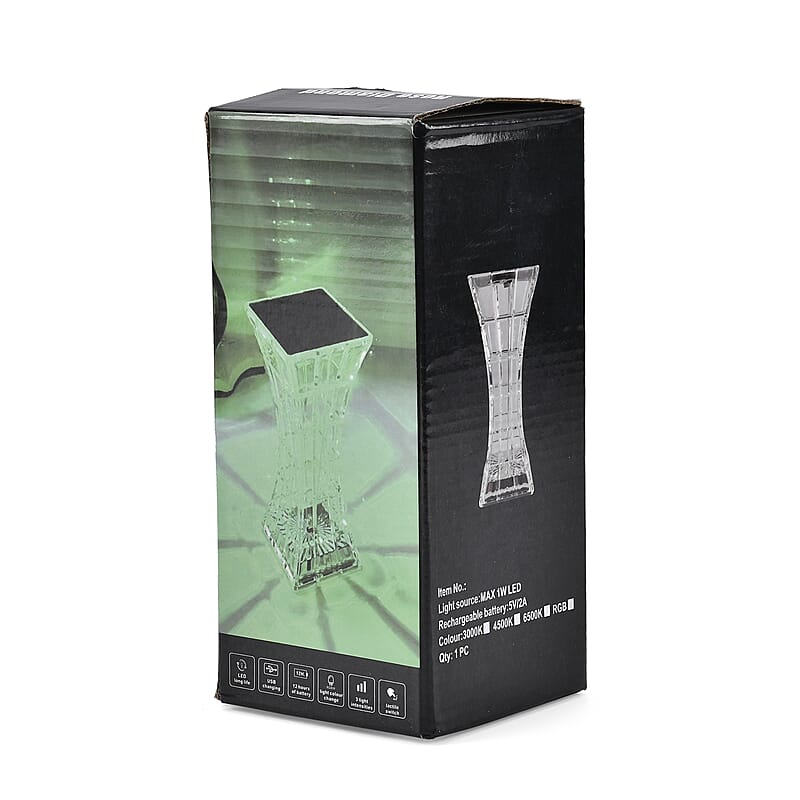 Rechargeable 3D Visual Pattern Crystal Table Lamp with Touch and Remote Control - Multi-Color Changing Light