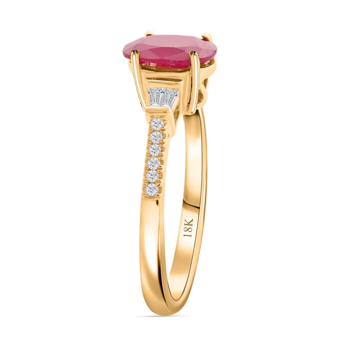 Iliana 18K Yellow Gold AAA Montepuez Ruby and G-H SI Diamond Ring 1.60 ctw image number 3