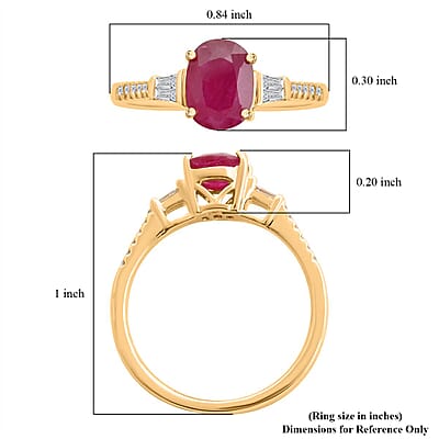 Certified & Appraised Iliana 18K Yellow Gold AAA Montepuez Ruby and G-H SI Diamond Ring (Size 12.0) 1.60 ctw