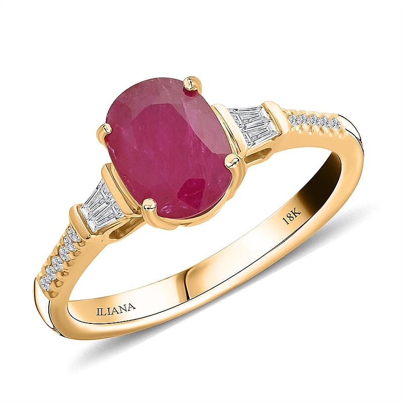 Certified & Appraised Iliana AAA Royal Ruby and G-H SI Diamond 1.60 ctw Ring in 18K Yellow Gold (Size 6.0)