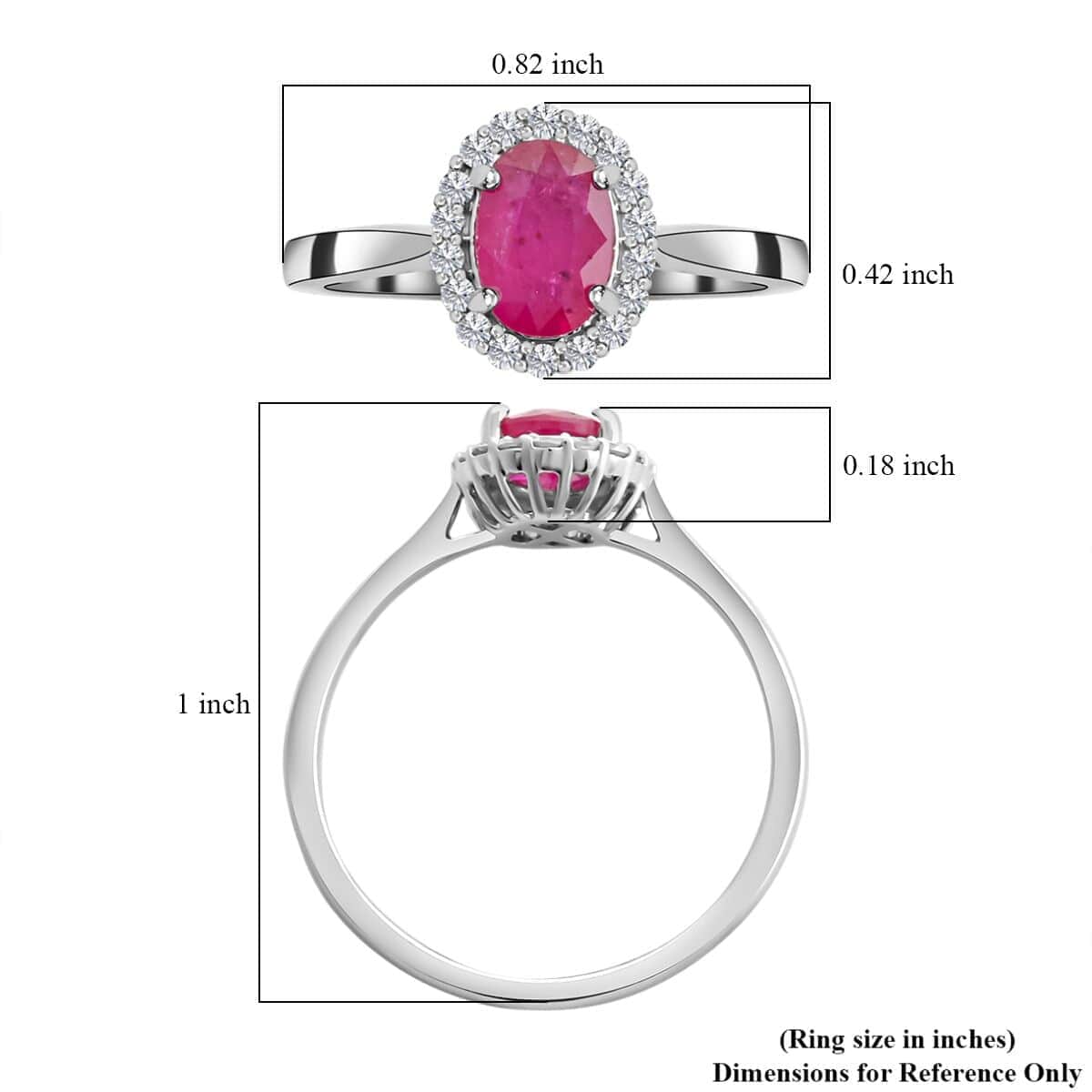 Certified & Appraised Iliana 18K White Gold AAA Montepuez Ruby and G-H SI Diamond Halo Ring (Size 10.0) 1.00 ctw image number 5
