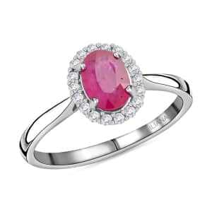 Certified & Appraised Iliana AAA Montepuez Ruby and G-H SI Diamond 1.00 ctw Halo Ring in18K White Gold (Size 6.0)