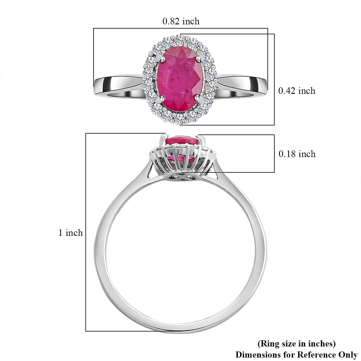 Certified & Appraised Iliana AAA Montepuez Ruby and G-H SI Diamond 1.00 ctw Halo Ring in18K White Gold (Size 8.0) image number 5