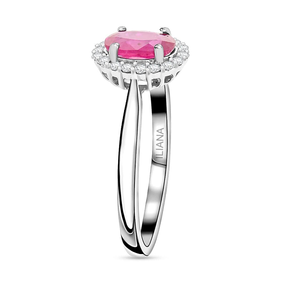 Certified & Appraised Iliana 18K White Gold AAA Montepuez Ruby and G-H SI Diamond Halo Ring (Size 8.5) 1.00 ctw image number 3