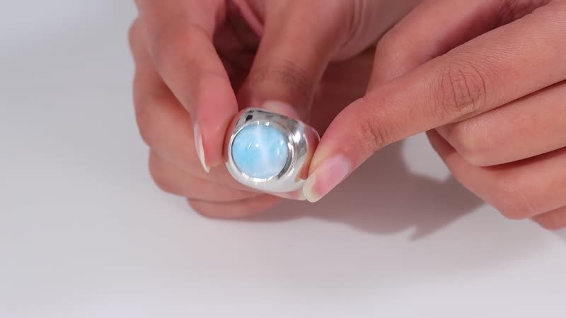 Premium Larimar Men's Ring in Platinum Over Sterling Silver (Size 12.0) 13.35 ctw