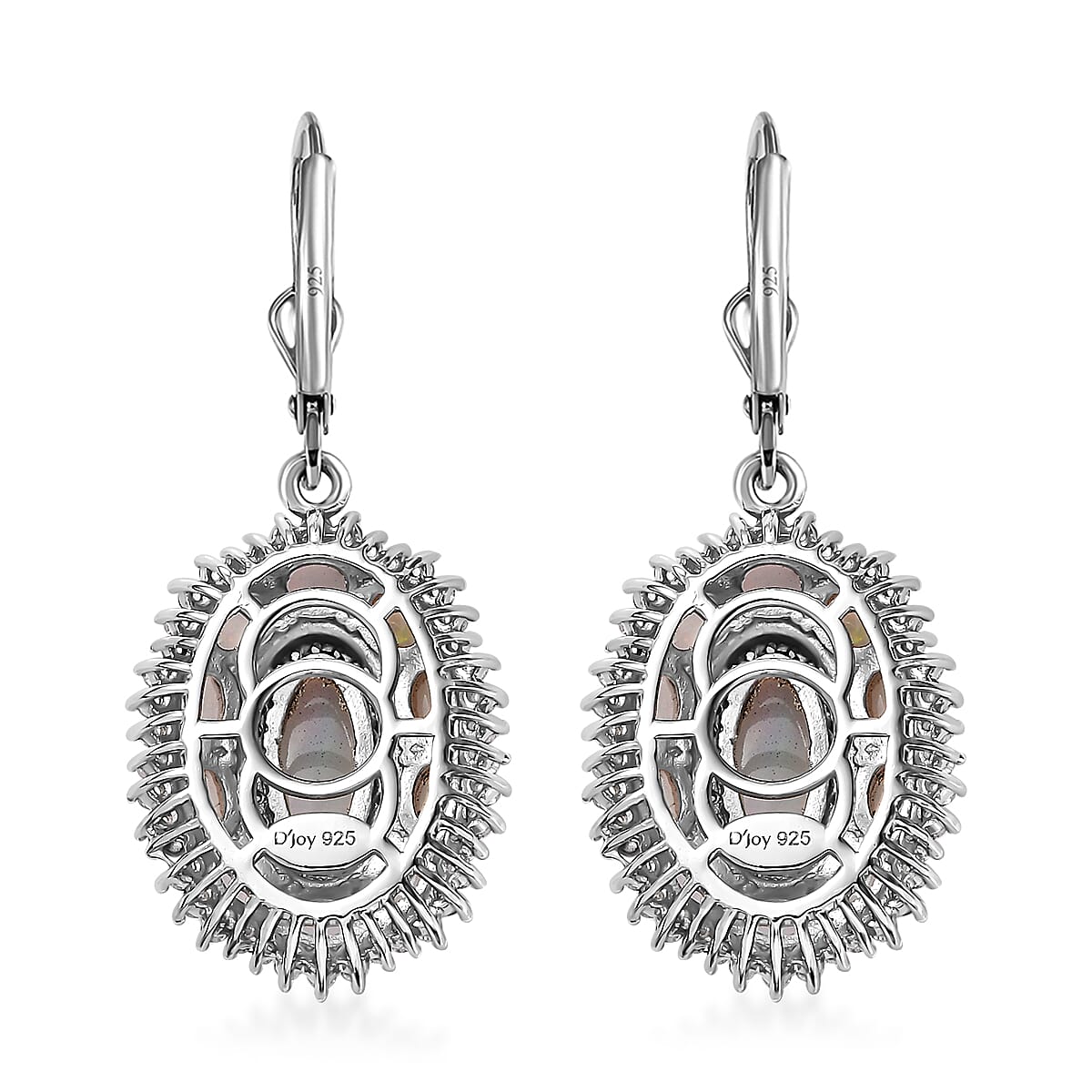 TLV Premium Ethiopian Welo Opal, White Zircon Lever Back Earrings in Platinum Over Sterling Silver 5.25 ctw