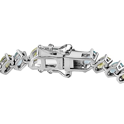 Premium Sava Sphene and Betroka Blue Apatite Tennis Bracelet in Platinum Over Sterling Silver (6.50 In) 10.85 ctw