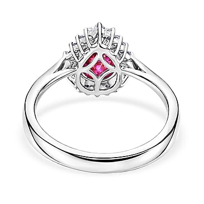 Certified & Appraised Iliana AAA Montepuez Ruby and G-H SI Diamond 1.50 ctw Halo Ring in 18K White Gold (Size 10.0)