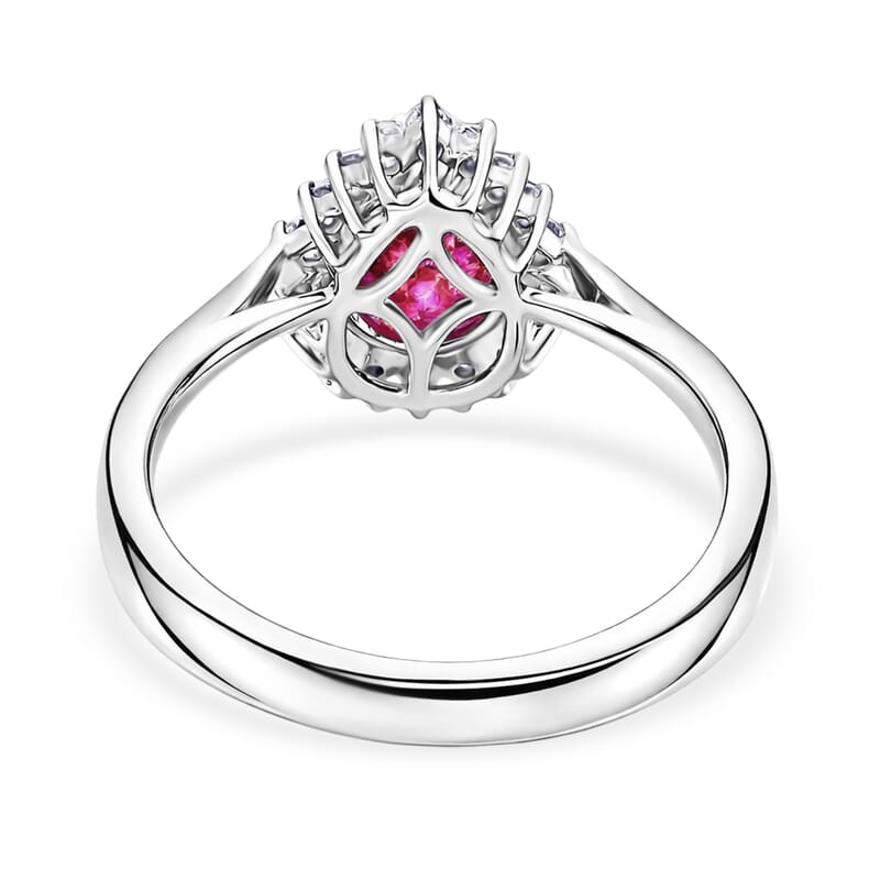Certified & Appraised Iliana AAA Montepuez Ruby and G-H SI Diamond 1.50 ctw Halo Ring in 18K White Gold (Size 10.0)
