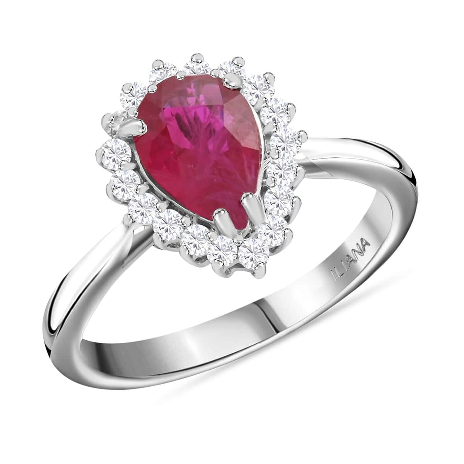 Certified & Appraised Iliana 18K White Gold AAA Montepuez Ruby and G-H SI Diamond Ring (Size 11.0) 1.50 ctw