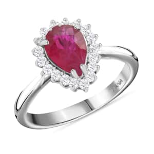 Certified & Appraised Iliana AAA Montepuez Ruby and G-H SI Diamond 1.50 ctw Halo Ring in 18K White Gold (Size 6.0)