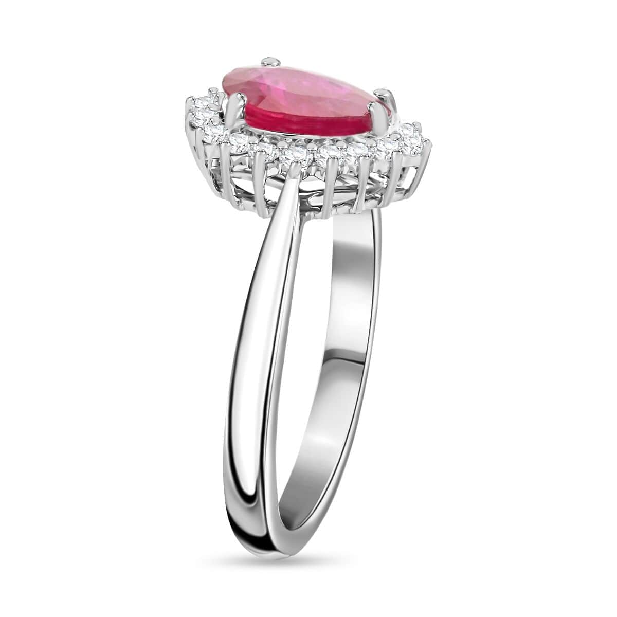 Certified & Appraised Iliana AAA Montepuez Ruby and G-H SI Diamond 1.50 ctw Halo Ring in 18K White Gold (Size 6.0) image number 3