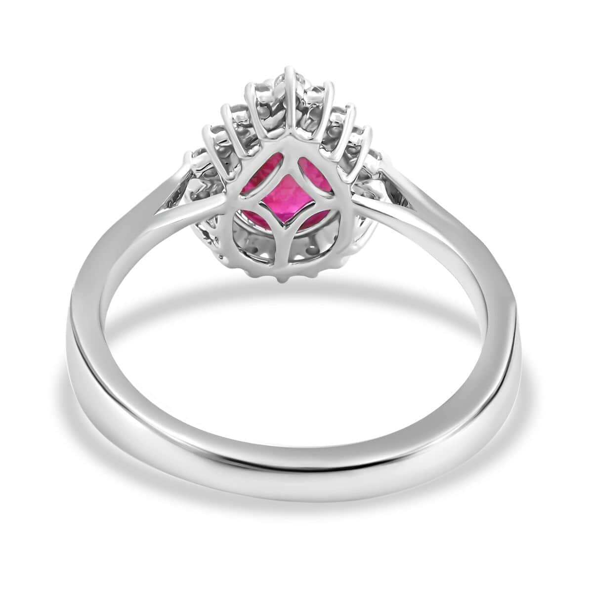 Certified & Appraised Iliana AAA Montepuez Ruby and G-H SI Diamond 1.50 ctw Halo Ring in 18K White Gold (Size 6.0) image number 4