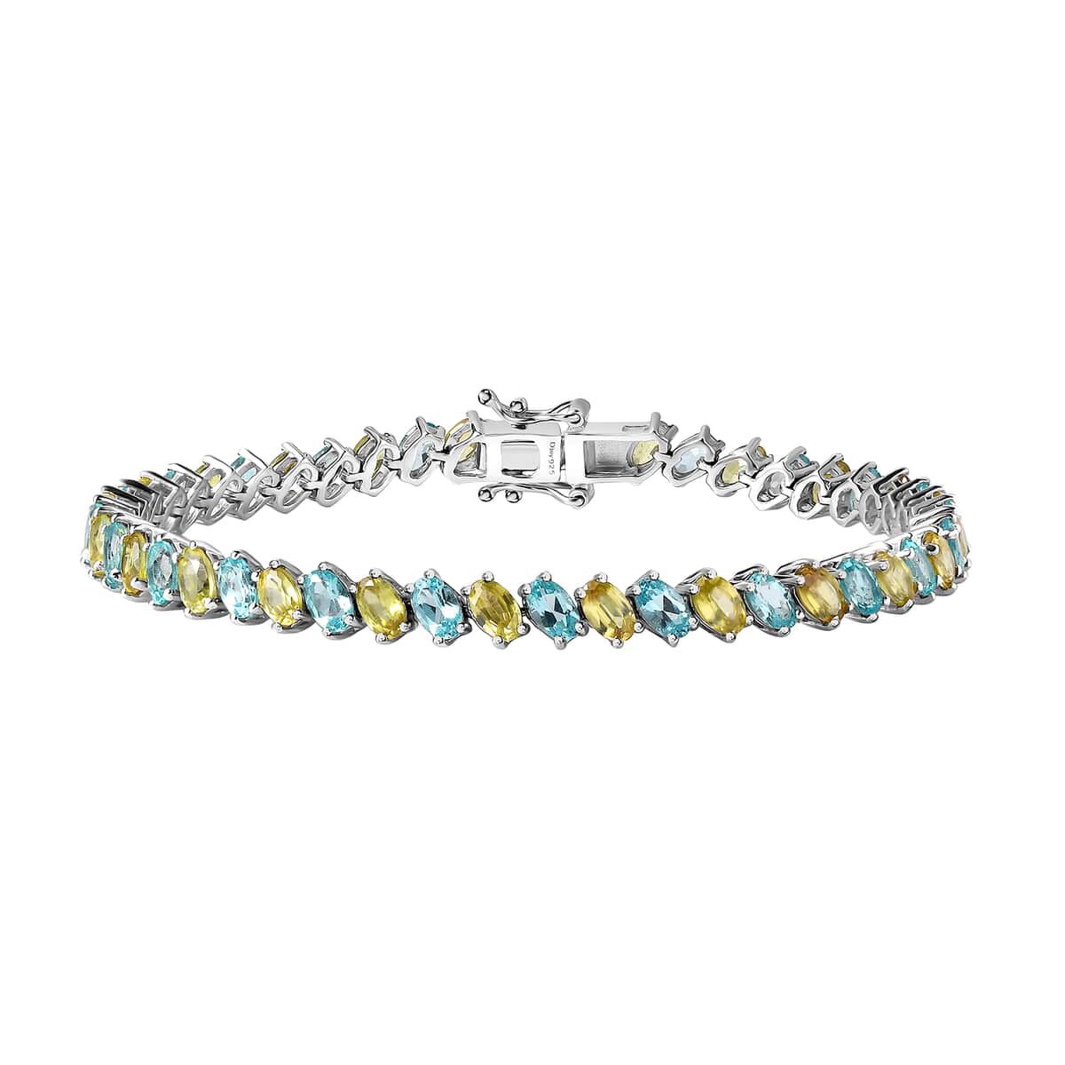 Premium Sava Sphene and Betroka Blue Apatite Tennis Bracelet in Platinum Over Sterling Silver (7.25 In) 11.90 ctw image number 0