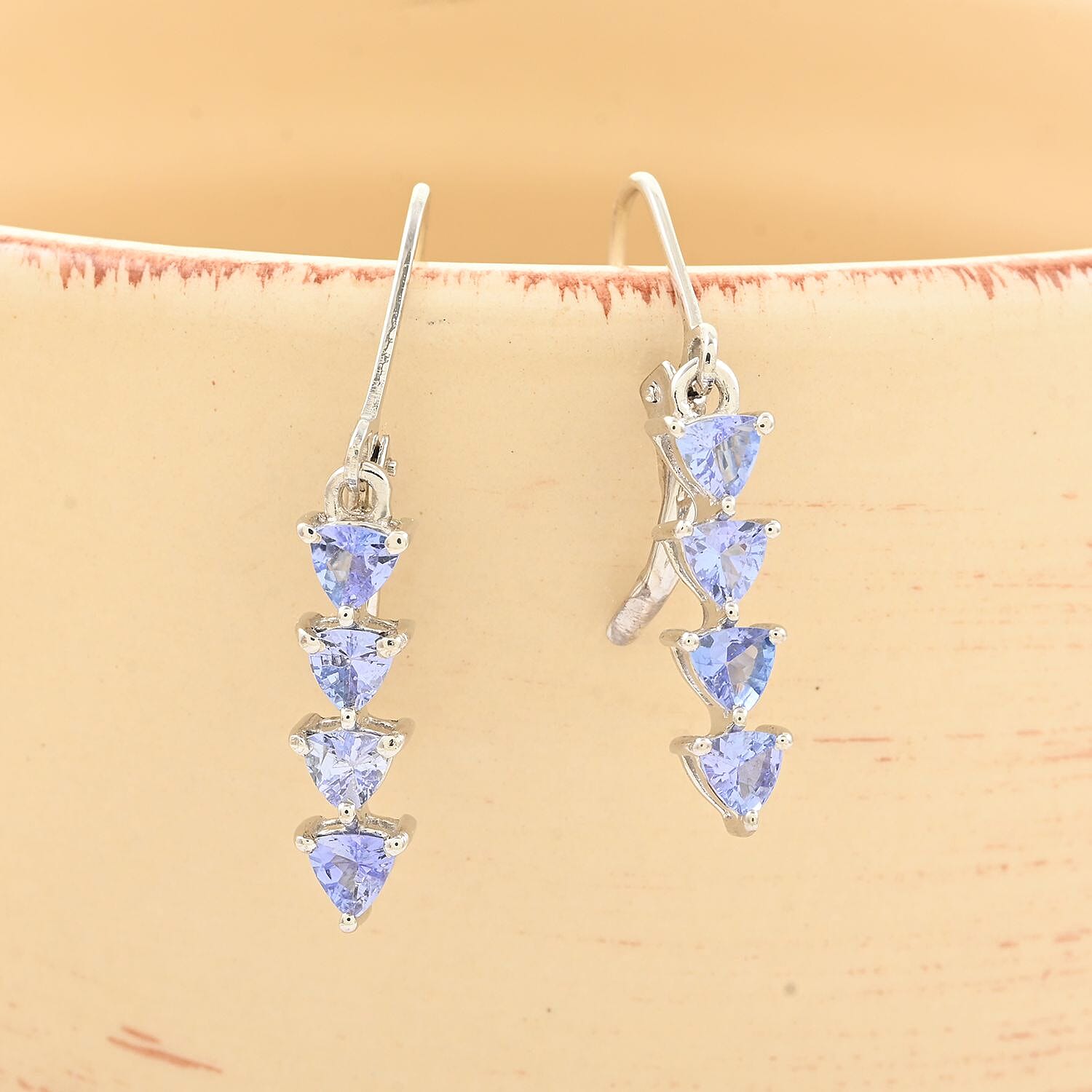 Tanzanite  Earring in Platinum Over Sterling Silver 0.82 ctw