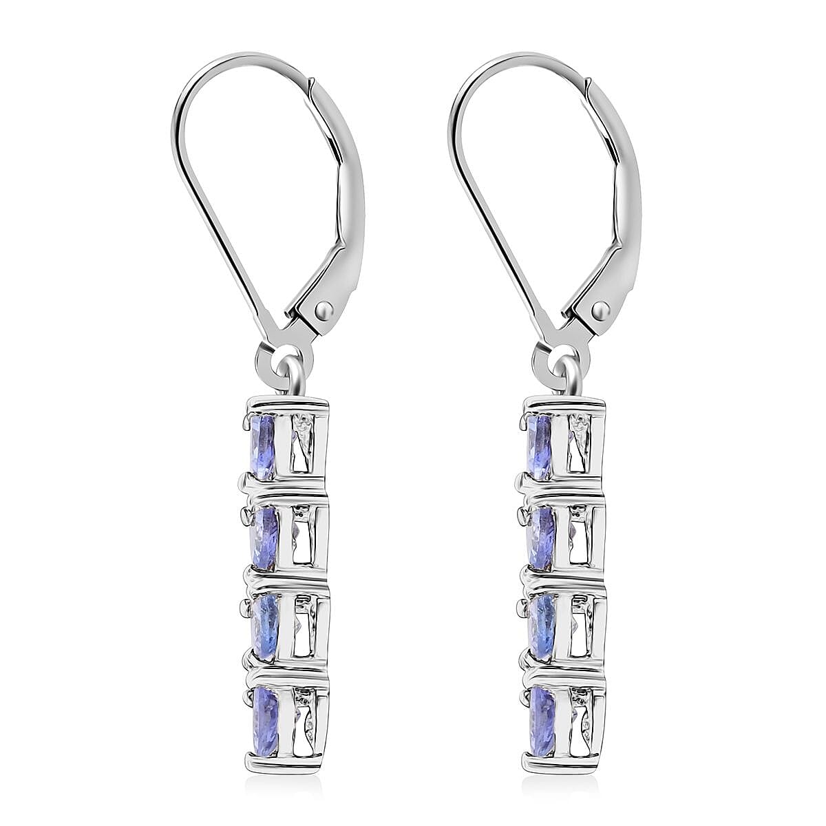 Tanzanite  Earring in Platinum Over Sterling Silver 0.82 ctw