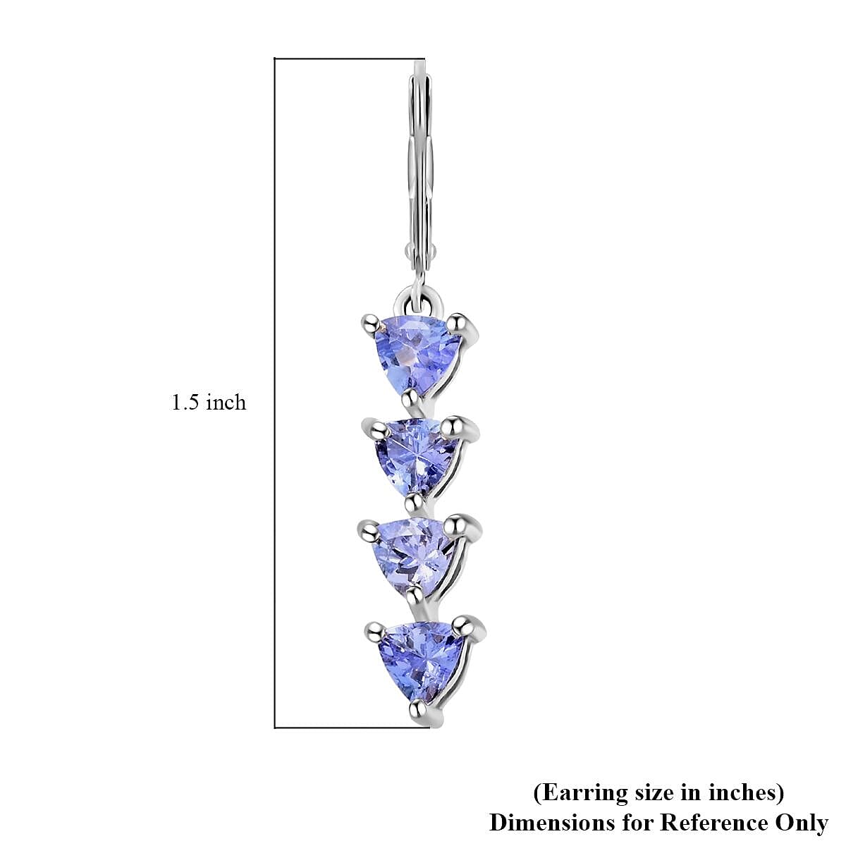 Tanzanite  Earring in Platinum Over Sterling Silver 0.82 ctw
