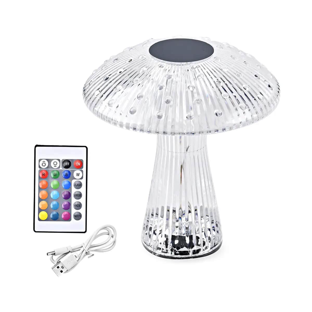 Remote Control Mushroom Shaped Crystal Table Lamp with Multi Color Changing Lights image number 0