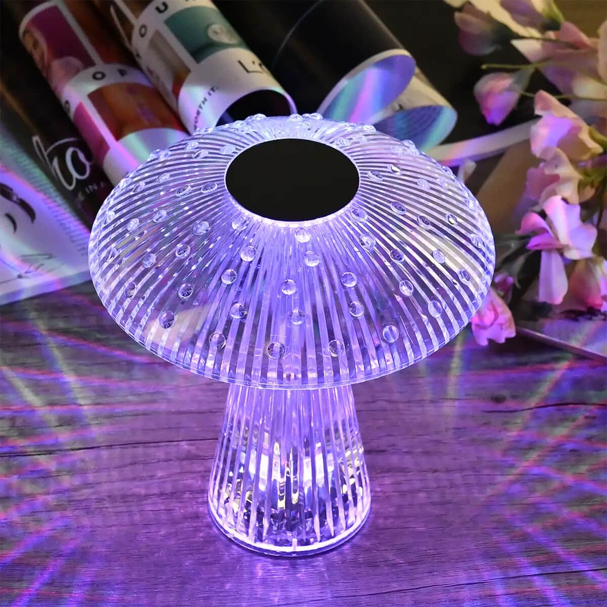 Remote Control Mushroom Shaped Crystal Table Lamp with Multi Color Changing Lights image number 1