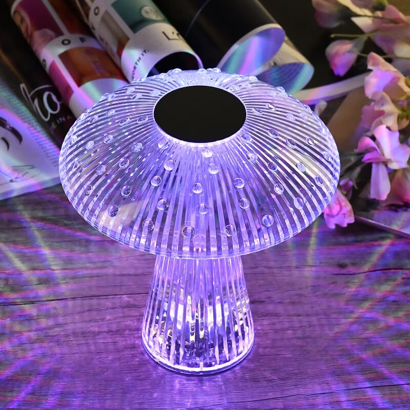 Remote Control Mushroom Shaped Crystal Table Lamp with Multi Color Changing Lights