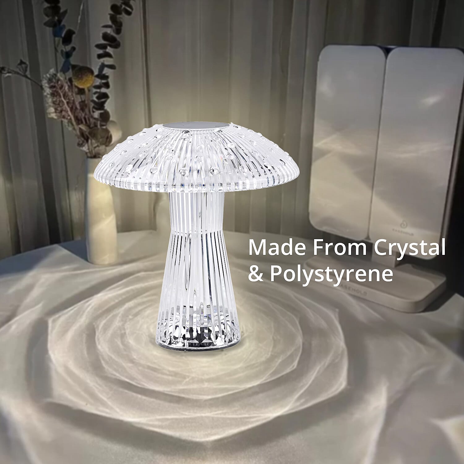 Remote Control Mushroom Shaped Crystal Table Lamp with Multi Color Changing Lights