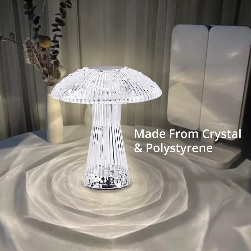 Remote Control Mushroom Shaped Crystal Table Lamp with Multi Color Changing Lights