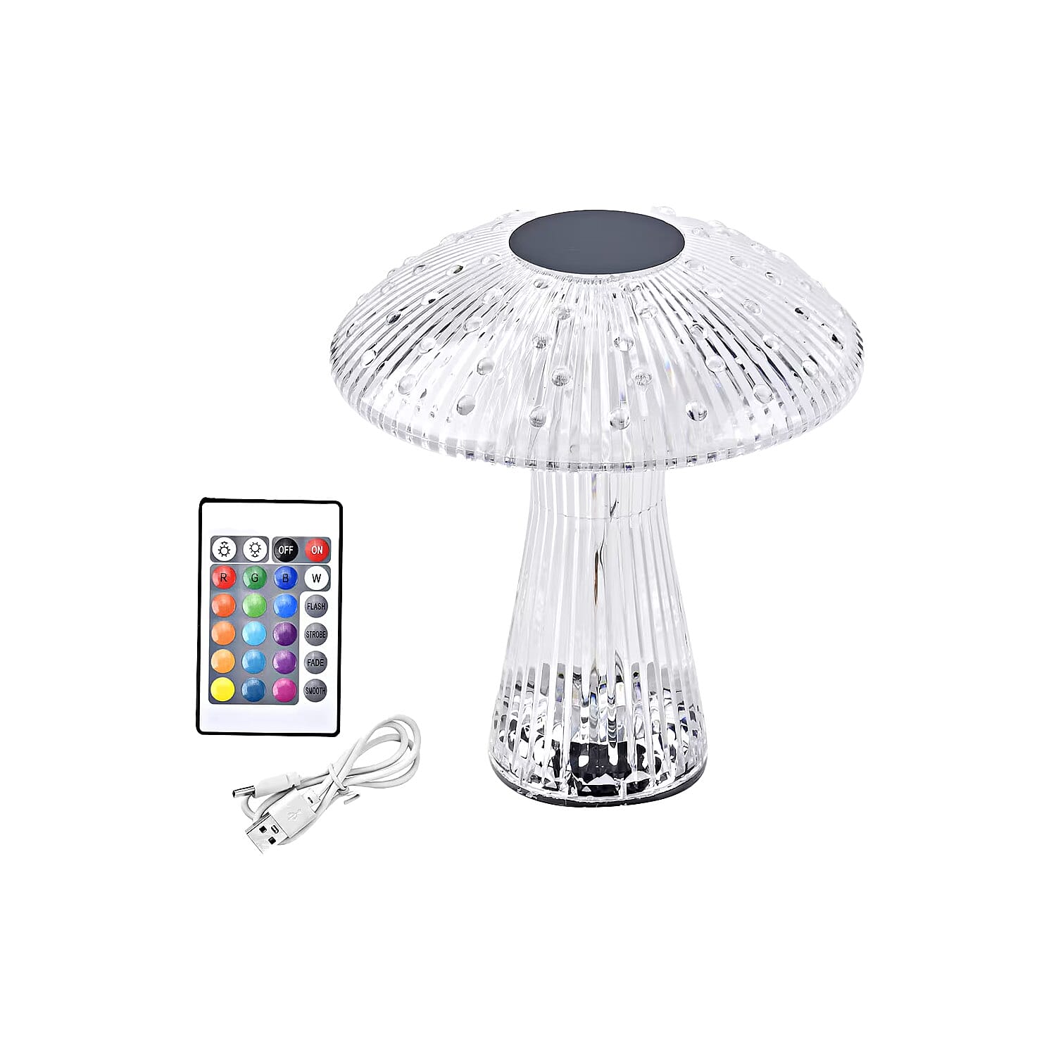 Remote Control Mushroom Shaped Crystal Table Lamp with Multi Color Changing Lights