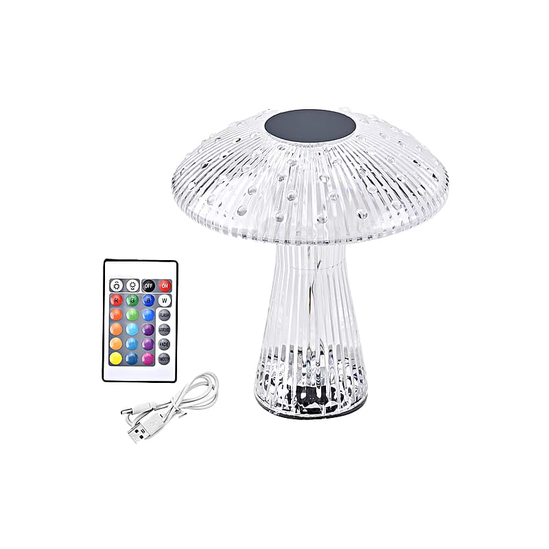Remote Control Mushroom Shaped Crystal Table Lamp with Multi Color Changing Lights