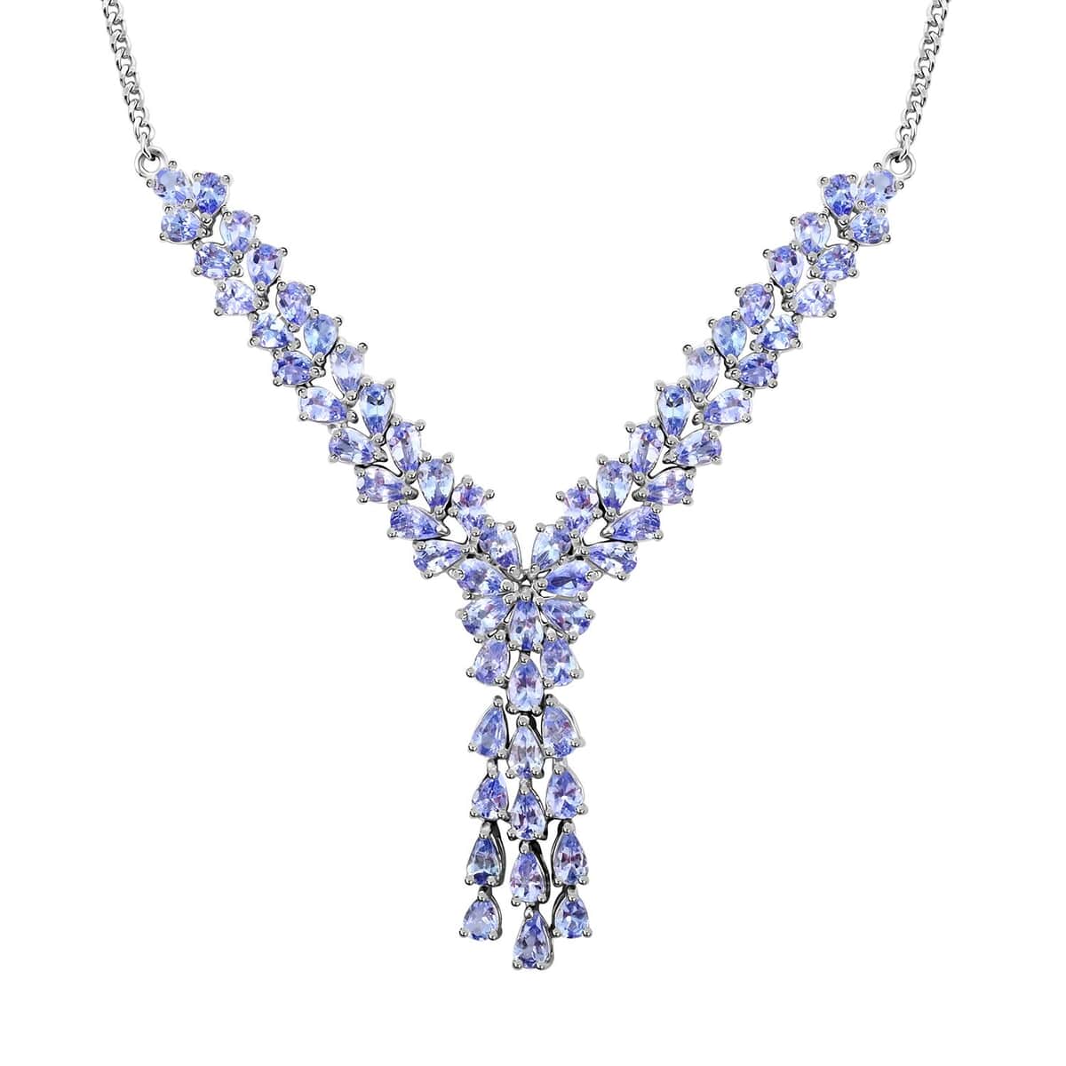 Tanzanite Necklace 18-20 Inches in Platinum Over Sterling Silver 11.10 ctw image number 0