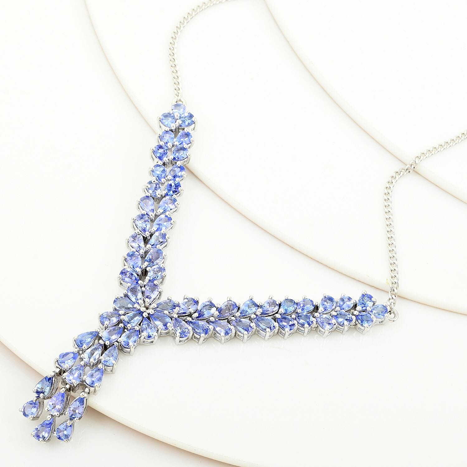 Tanzanite Necklace 18-20 Inches in Platinum Over Sterling Silver 11.10 ctw