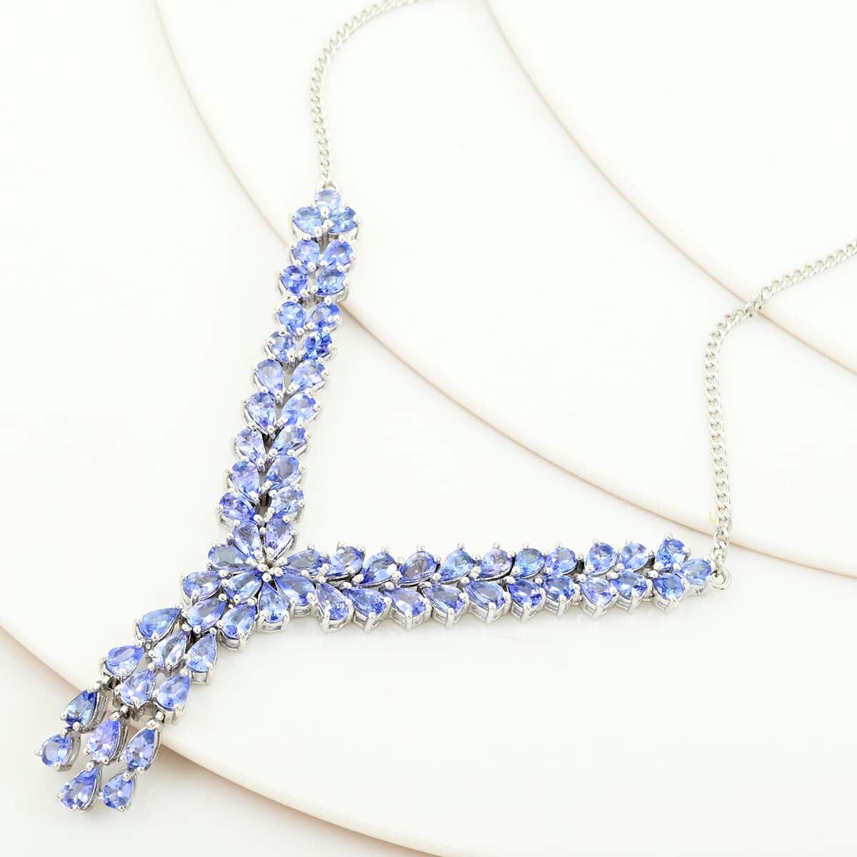 Tanzanite Necklace 18-20 Inches in Platinum Over Sterling Silver 11.10 ctw image number 1