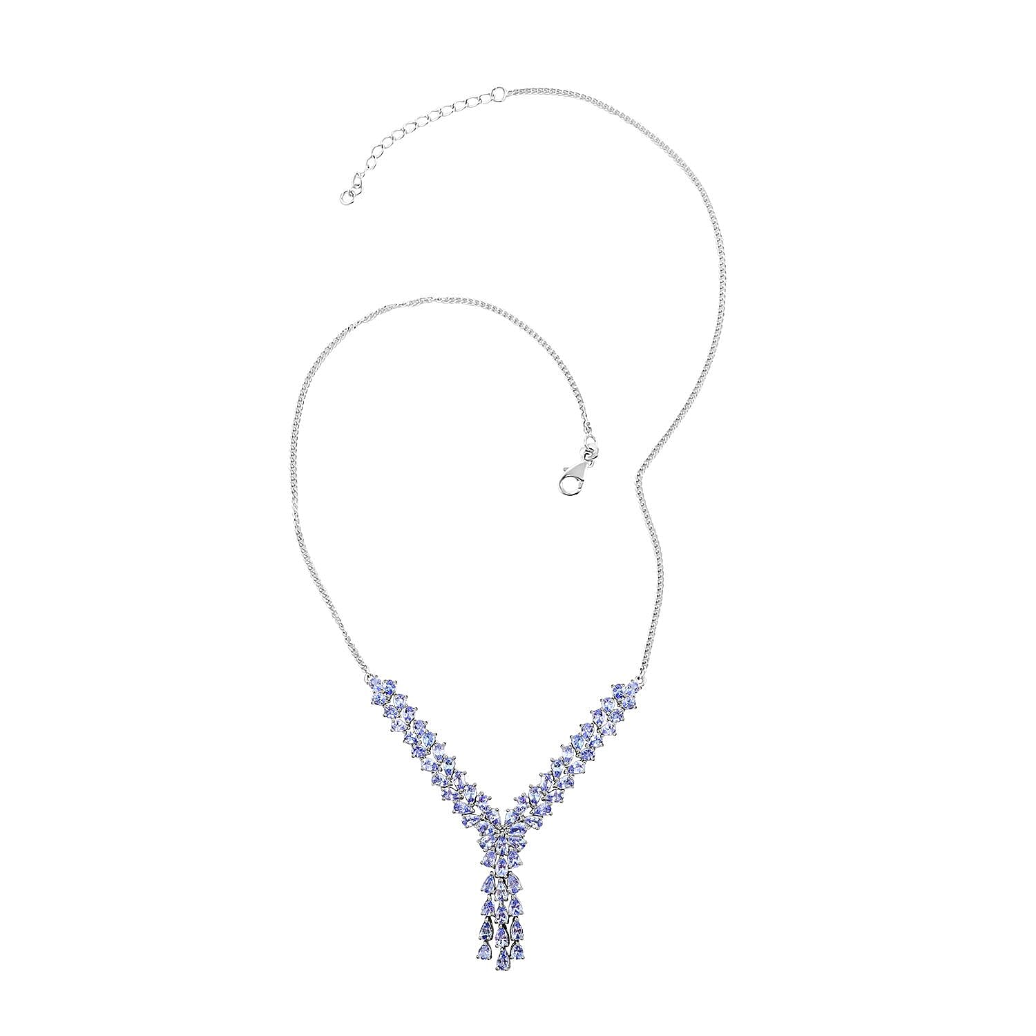 Tanzanite Necklace 18-20 Inches in Platinum Over Sterling Silver 11.10 ctw