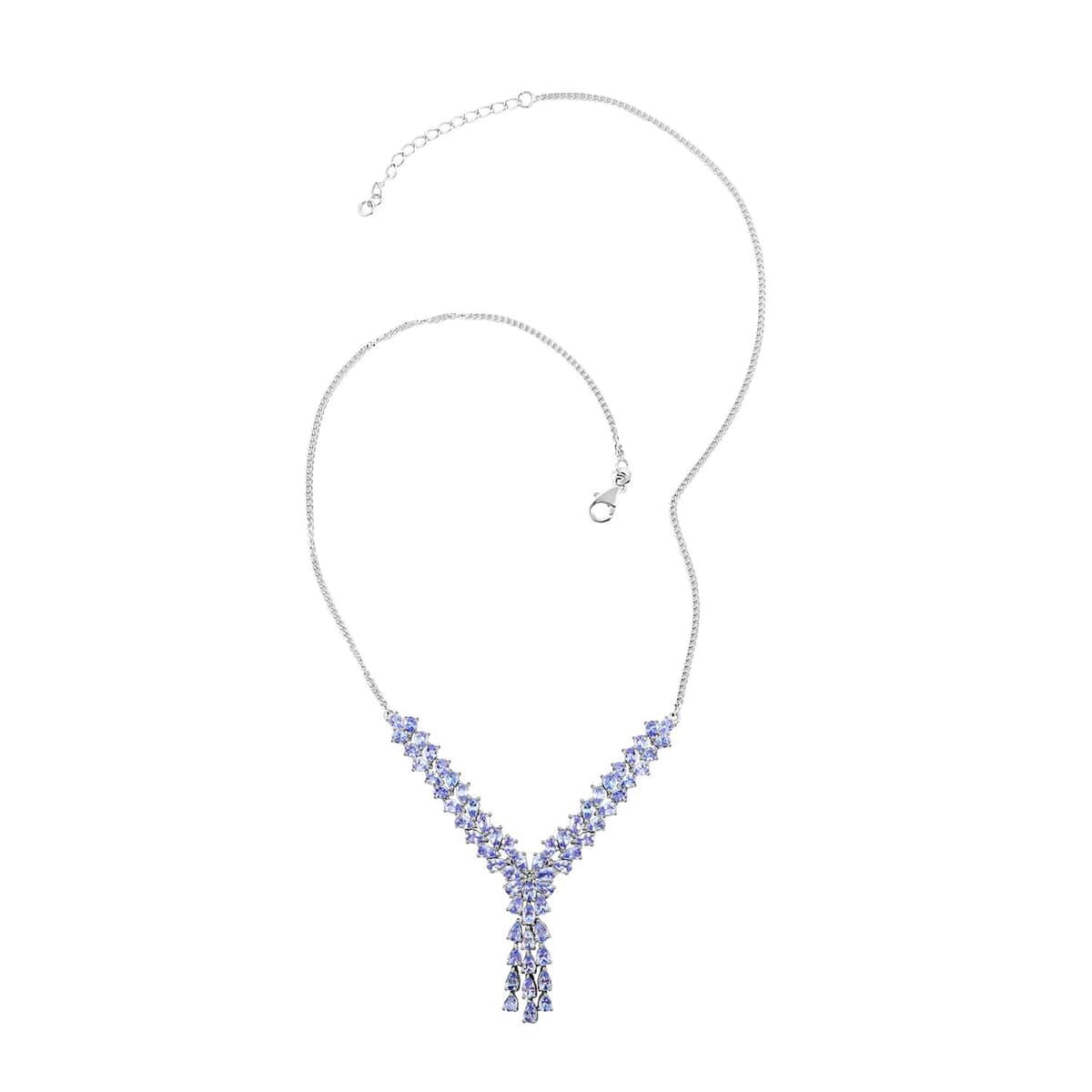 Tanzanite Necklace 18-20 Inches in Platinum Over Sterling Silver 11.10 ctw image number 2