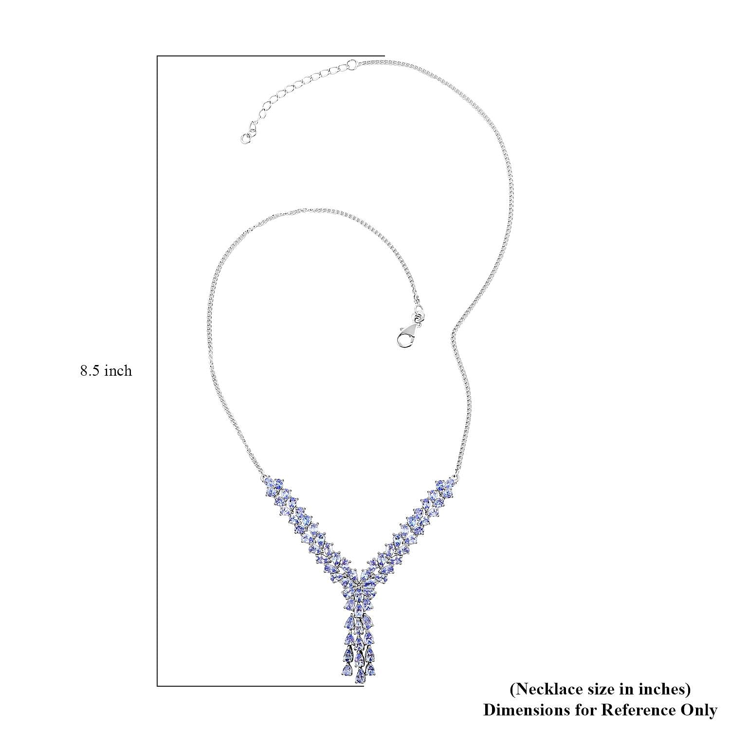 Tanzanite Necklace 18-20 Inches in Platinum Over Sterling Silver 11.10 ctw