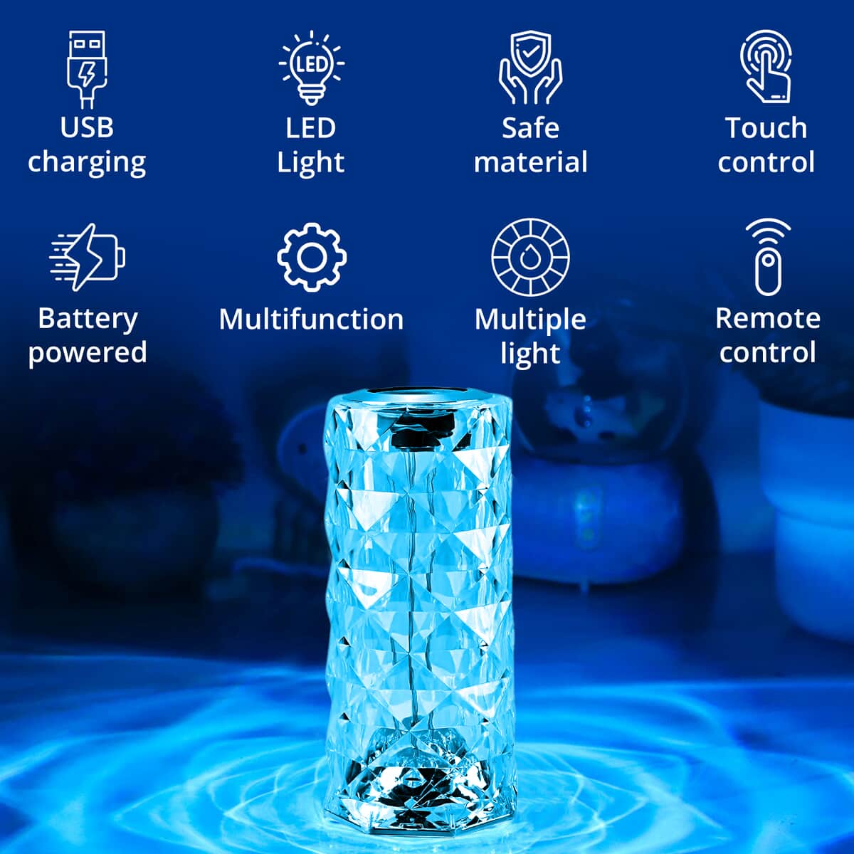 Multi Color Remote Control RGB LED Music Crystal Lamp with Bluetooth Function image number 2