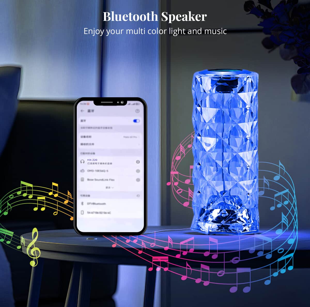 Multi Color Remote Control RGB LED Music Crystal Lamp with Bluetooth Function image number 5