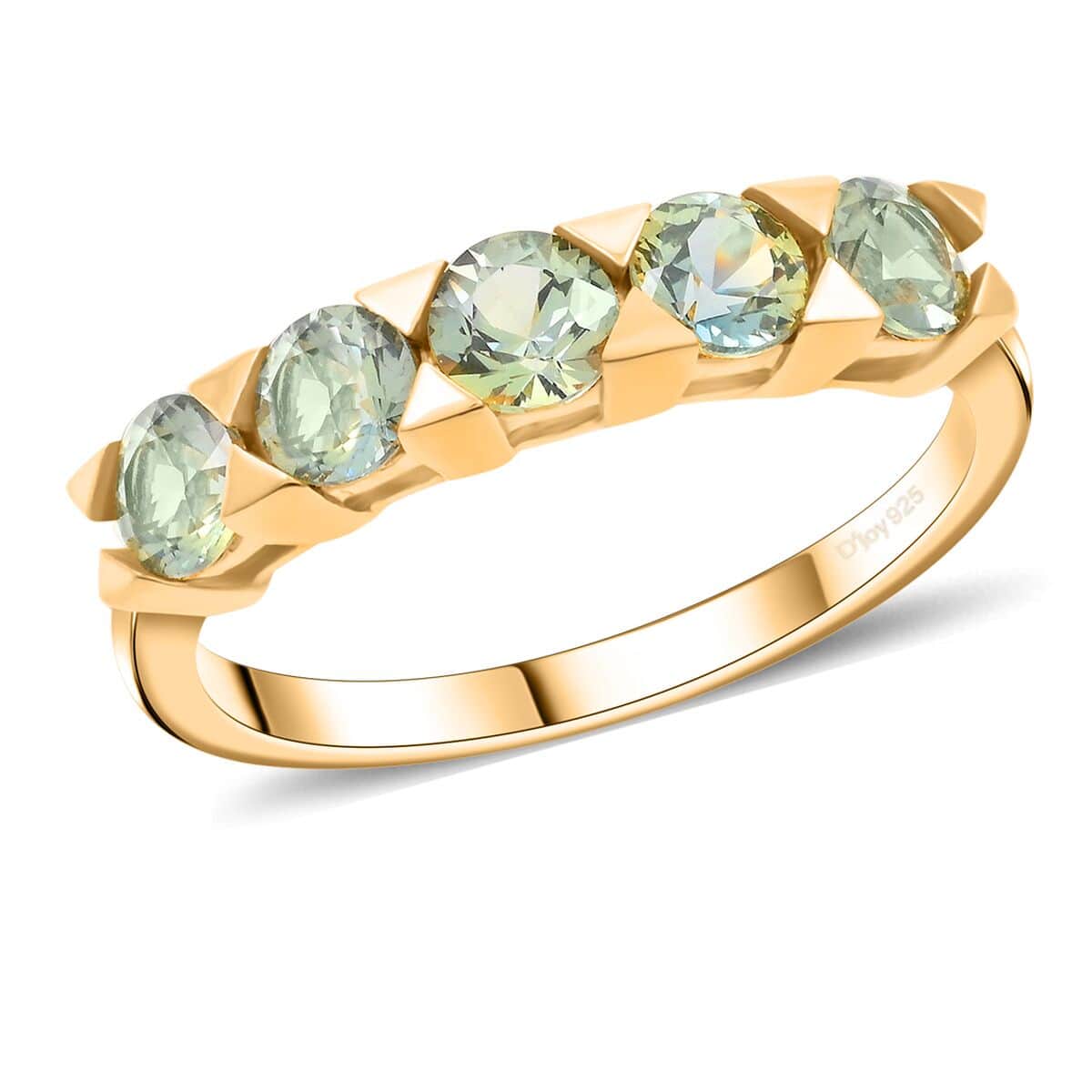 Premium Australian Sapphire 5 Stone Ring in Vermeil Yellow Gold Over Sterling Silver (Size 8.0) 1.60 ctw image number 0