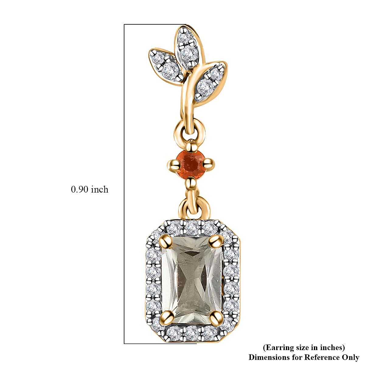 Radiant Cut AAA Turkizite and Multi Gemstone Dangling Earrings in Vermeil Yellow Gold Over Sterling Silver 1.90 ctw