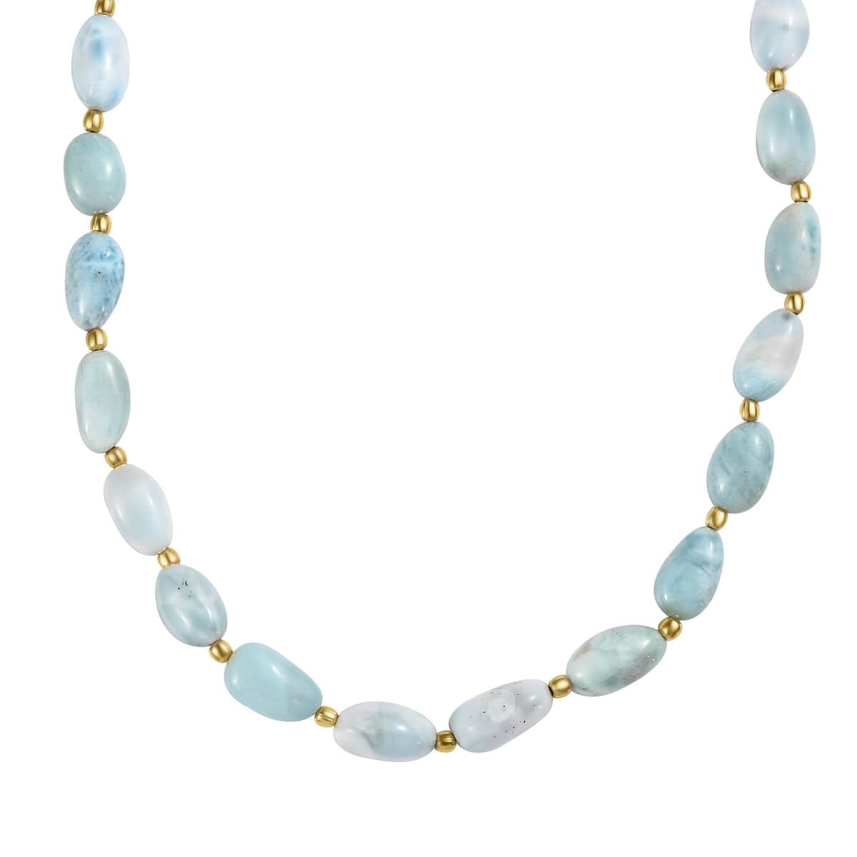 Larimar Necklace 18-20 Inches in 14K Yellow Gold Over Sterling Silver 200.00 ctw image number 0