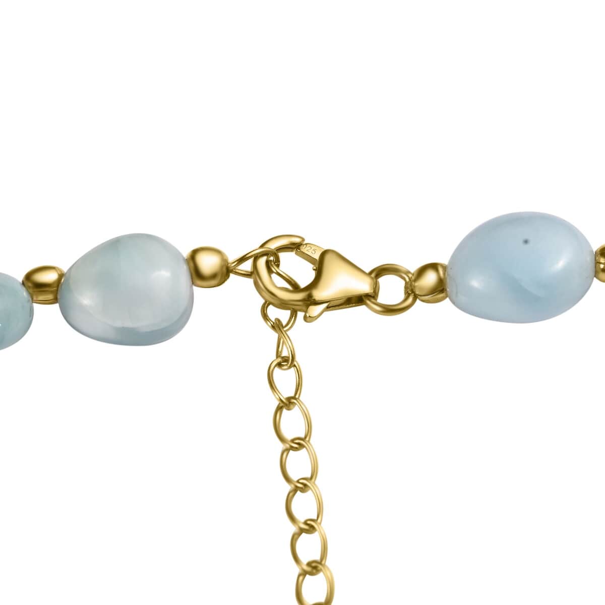 Larimar Necklace 18-20 Inches in 14K Yellow Gold Over Sterling Silver 200.00 ctw image number 4