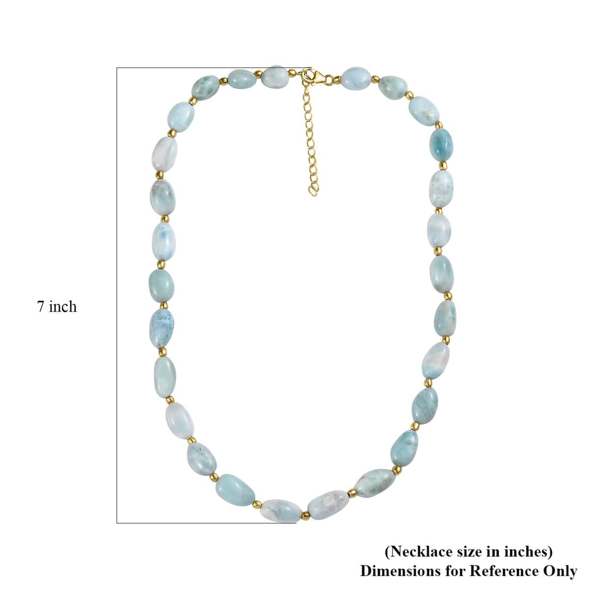 Larimar Necklace 18-20 Inches in 14K Yellow Gold Over Sterling Silver 200.00 ctw image number 5