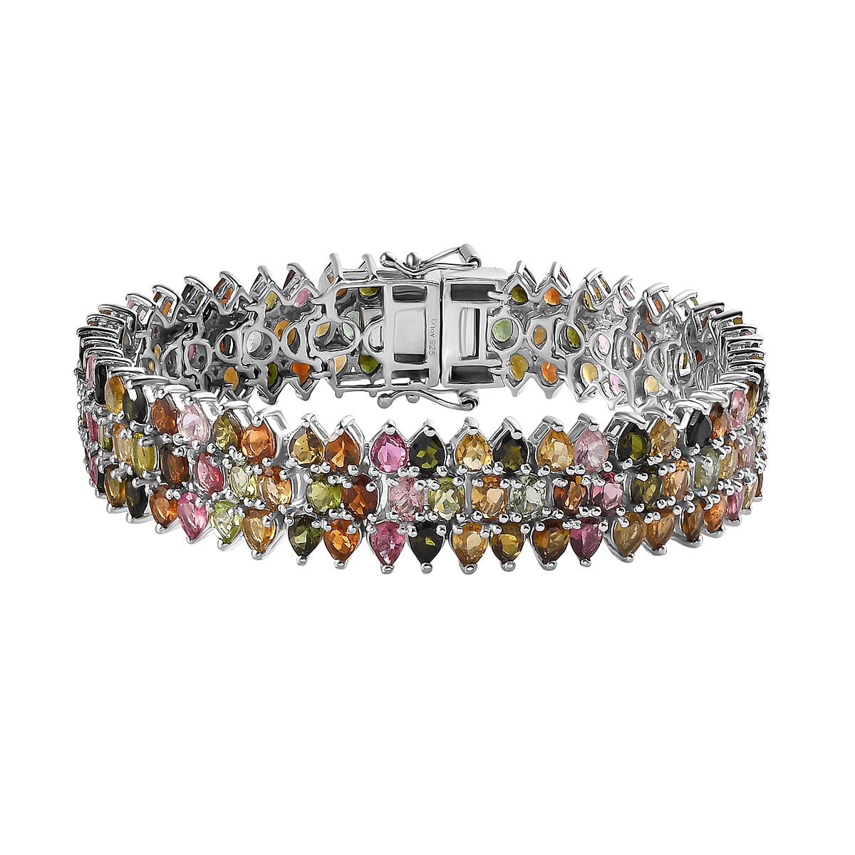 Multi-Tourmaline Carpet Bracelet in Platinum Over Sterling Silver (6.50 In) 20.70 ctw image number 0