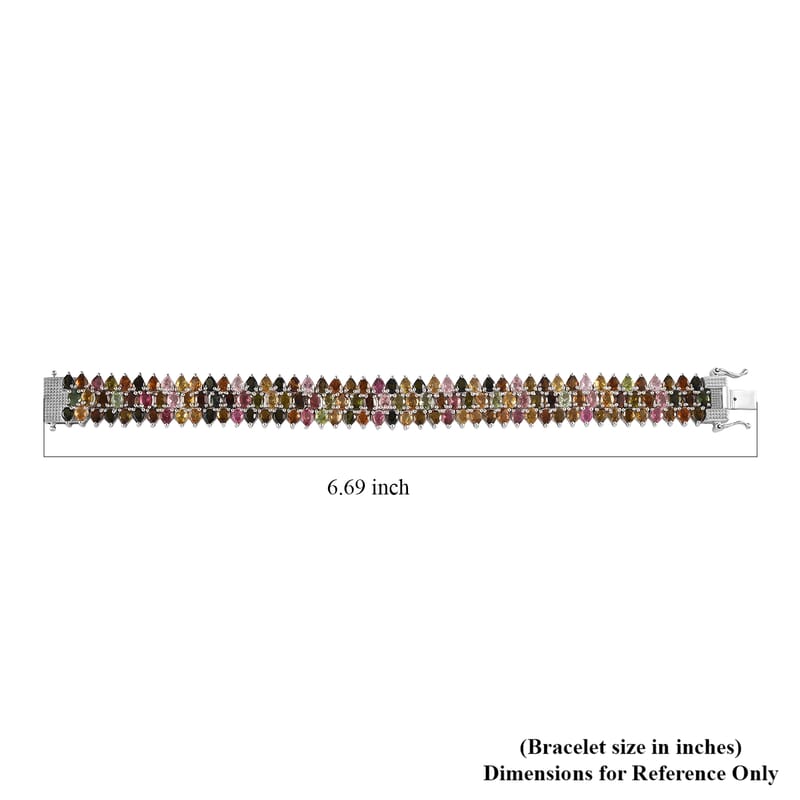 Multi-Tourmaline Garland Bracelet in Platinum Over Sterling Silver (6.50 In) 20.70 ctw