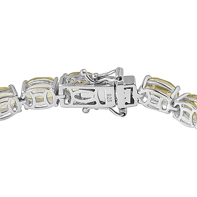 AAA Green Gold Quartz 26.45 ctw Cluster Bracelet in Rhodium Over Sterling Silver (7.5 In) (10.81 g)