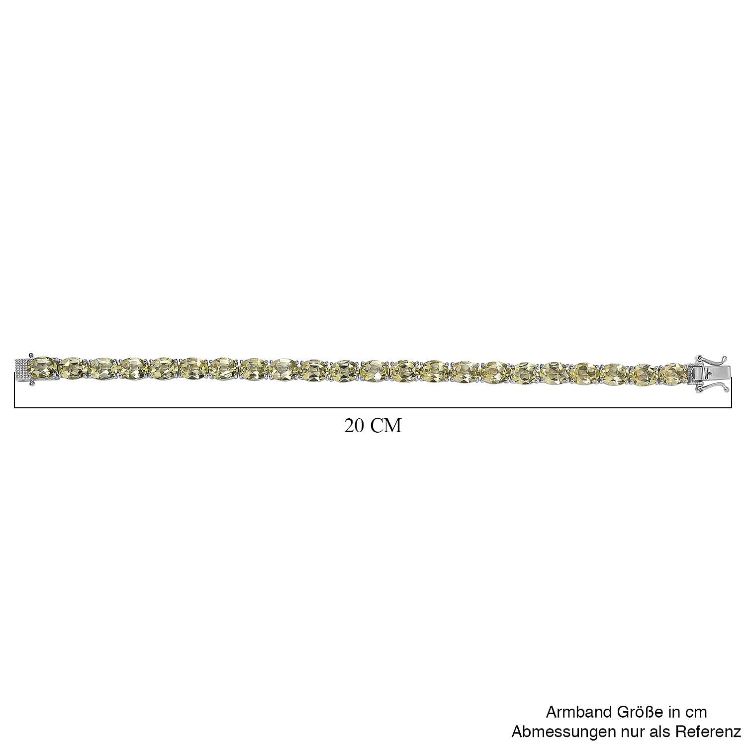 AAA Green Gold Quartz 26.45 ctw Cluster Bracelet in Rhodium Over Sterling Silver (7.5 In) (10.81 g)